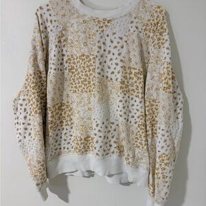 American Eagle Outfitters White & Mustard Floral Patchwork Crewneck Sweatshirt